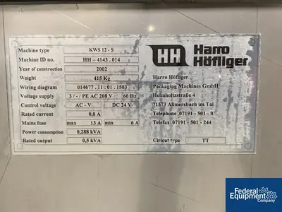 USED Harro Hofliger Harro Hofliger Capsule Checkweigher, Type KWS 12-S
