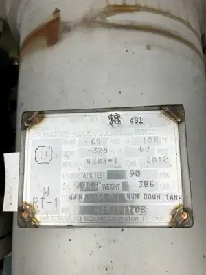 Farmer’s Alloy Fabrication Stainless Steel Lube Oil Rundown Tank 69PSI