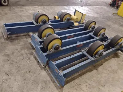 40 TON (80,000 LBS) x 15' WEBB MODEL R-500 POWERED TANK TURNING ROLLS; 1 DRIVE & 3 IDLERS