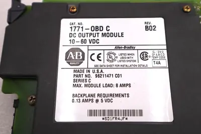 ALLEN BRADLEY 1771-OBD/C REV B02 DC OUTPUT MODULE 10-60 VDC STOCK #1795