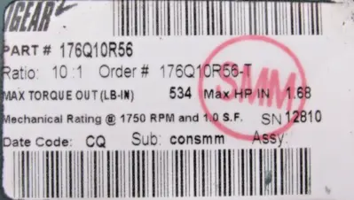 NEW DODGE 176Q10R56 GEAR REDUCER 10:1
