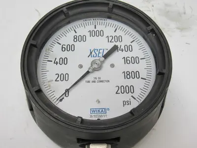 Waika 23X.34 Pressure Gauge 0-2000PSI, 1/2" NPT Stainless Connection SIZE 4-1/2"