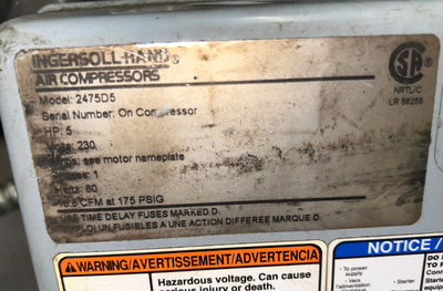 Ingersoll Rand 5 HP Compressor