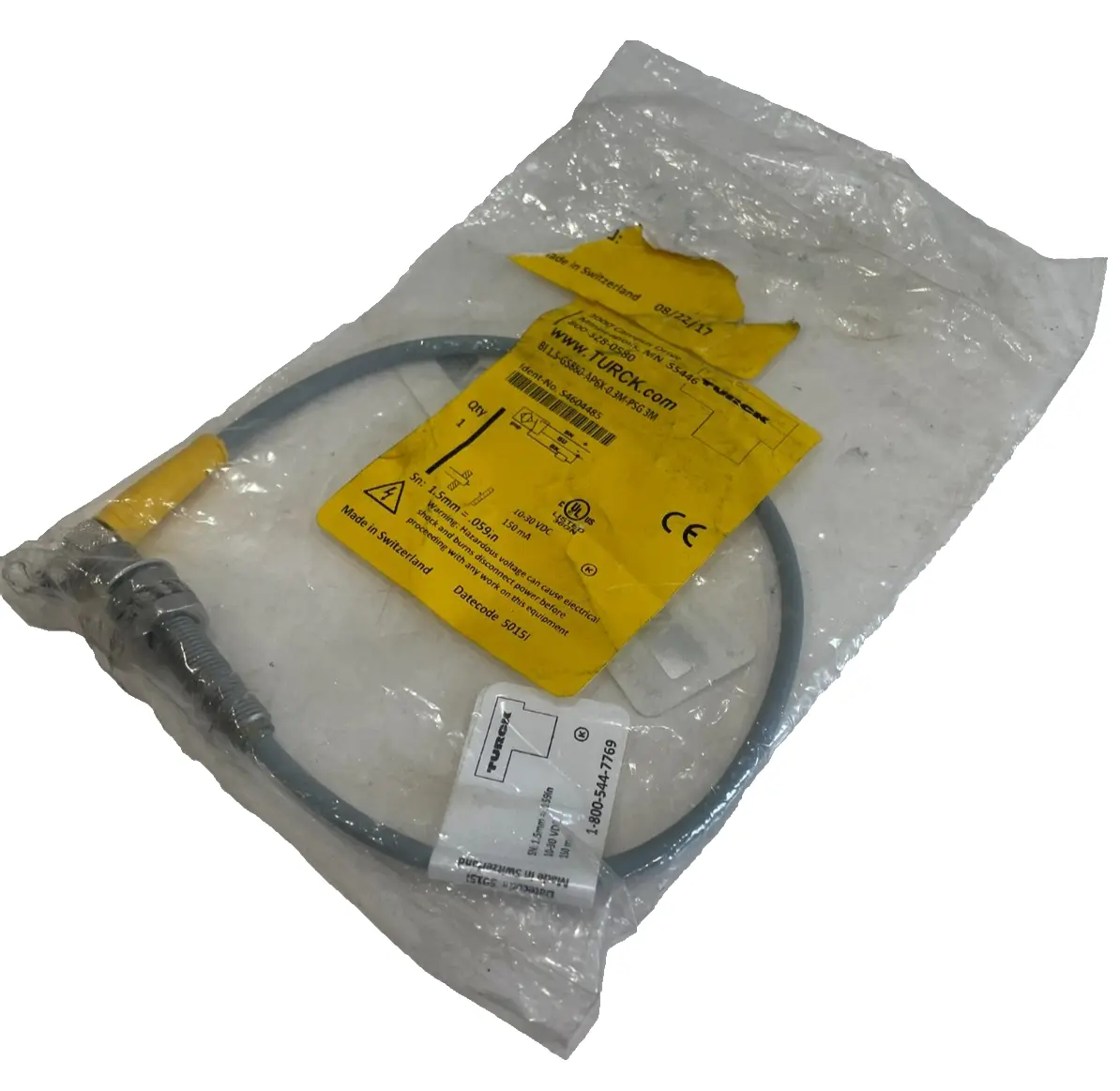 NEW TURCK S4604485 PROXIMITY SWITCH BI 1.5-GS880-AP6X-0.3M-PSG 3M