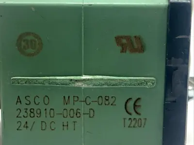 USED ASCO 1/4" 2-WAY SOLENOID VALVE W/ RED DOT CONDUIT FITTING