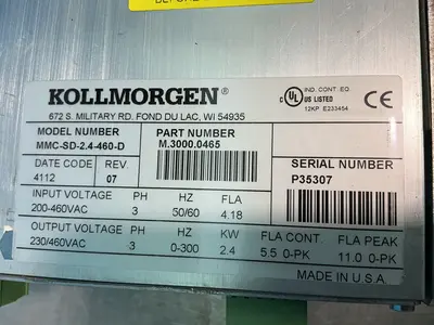 Used KOLLMORGEN MMCSD2.4460D Servo Drives Ohio US | HGR 24 #1330291
