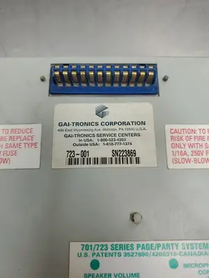 Used Gai-Tronics 723-001 Remote Handset/Speaker Amplifer, 120VAC, 0.46A Amplifiers South Carolina US | Palmetto Automation #1520467