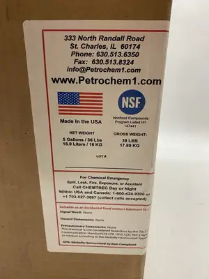 NEW PETROCHEM FOODSAFE FMO 220 FOOD MACHINERY OIL ISO 220 5 GALLONS