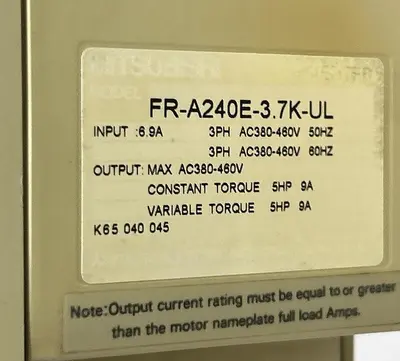 Used MITSUBISHI FR-A240E-3.7K-UL Industrial Controls | Surplus Asset Holdings #1221485