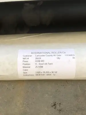 International Webco DGM 440 Ink Form Printing Press Roller 2.625″ X 35.250″ X 36.5″
