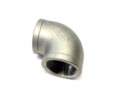 4464K18 | 304 SS Threaded Pipe Fitting, Low-Pressure, 90 Deg. Elbow 1-1/2" NPT 5PK - New – Open box