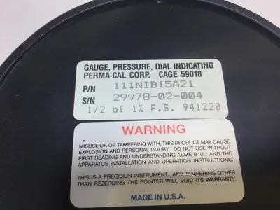 Perma-Cal 111NIB15A21 Test Pressure Gauge 0-5000 PSI 1/2 NPT Bottom Mount