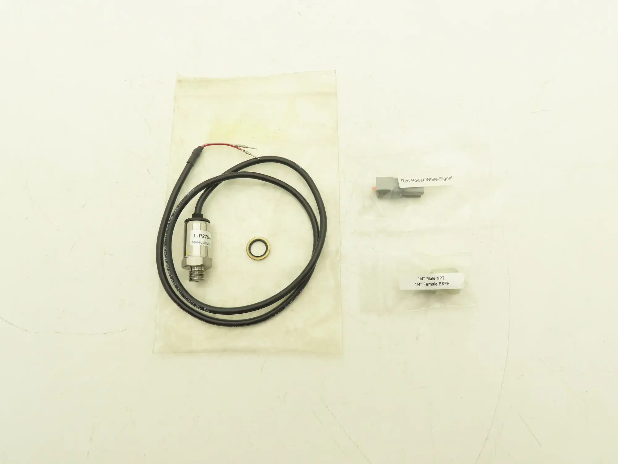 Speedshield L-P275-1 Forklift Pressure Transducer 3wire 1/4"BSPP 1/4"NPT adapter
