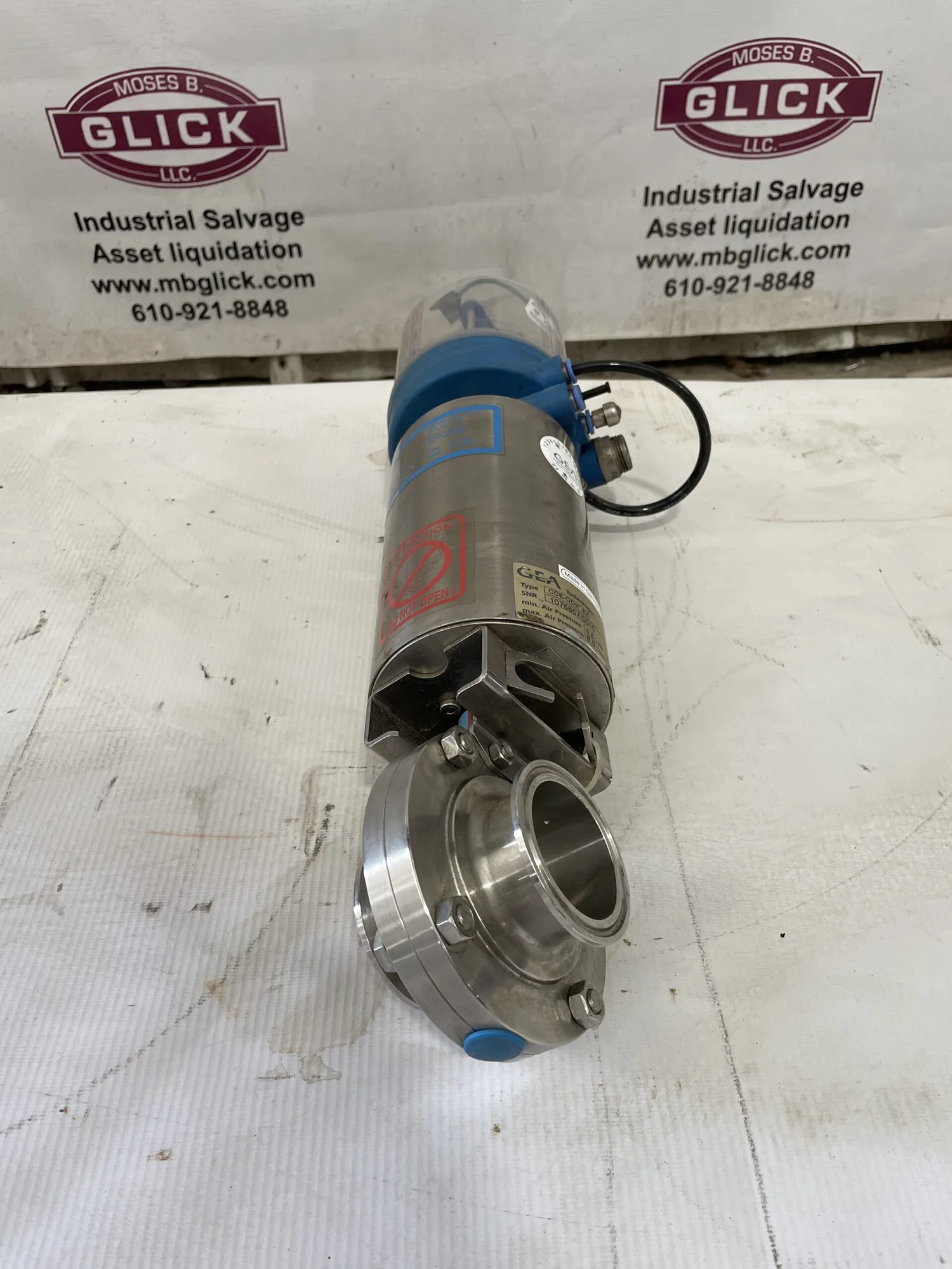 GEA PAMS-93/Gr.1 2″ SS Air Spring Hygienic Butterfly Shut-Off Valve 116PSI