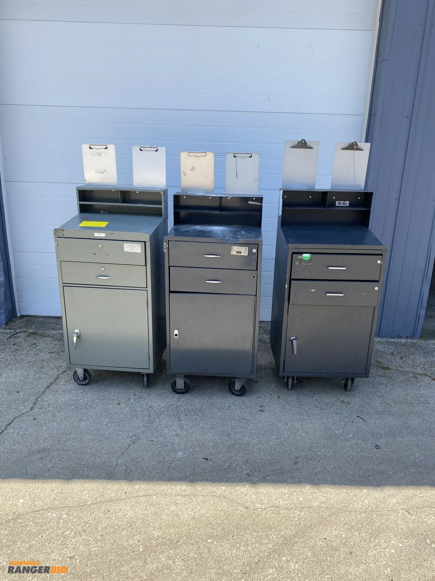 LOT OF 3 Rolling Mobile Workstation Storage Desks.