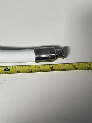 USED TSC 17" HOSE W/ 2" SANITARY ELBOW FITTING AND 1" SANITARY FITTING
