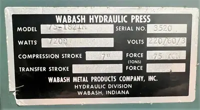 USED WABASH WABASH 75-182TM PRESS