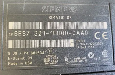 Siemens 6ES7 321 - 1 FH 00 - 0 AA0 Simatic S7 (BIN 3.5.2)