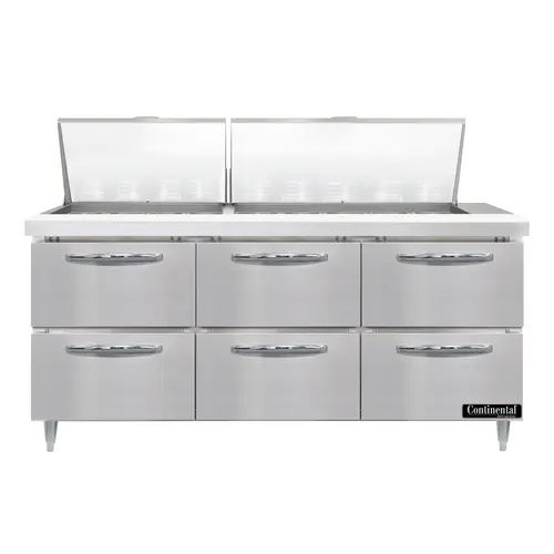 Continental D72N27M-D 72" Designer Line Sandwich/salad Prep Table W/ Refrigerated Base, 115v