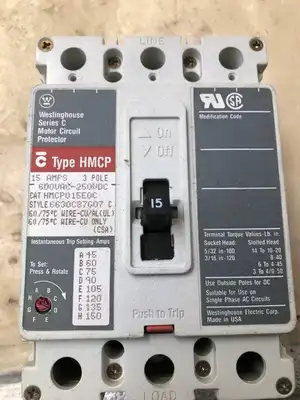 Westinghouse HMCP015E0C 15 Amps 3 Pole Circuit Breaker