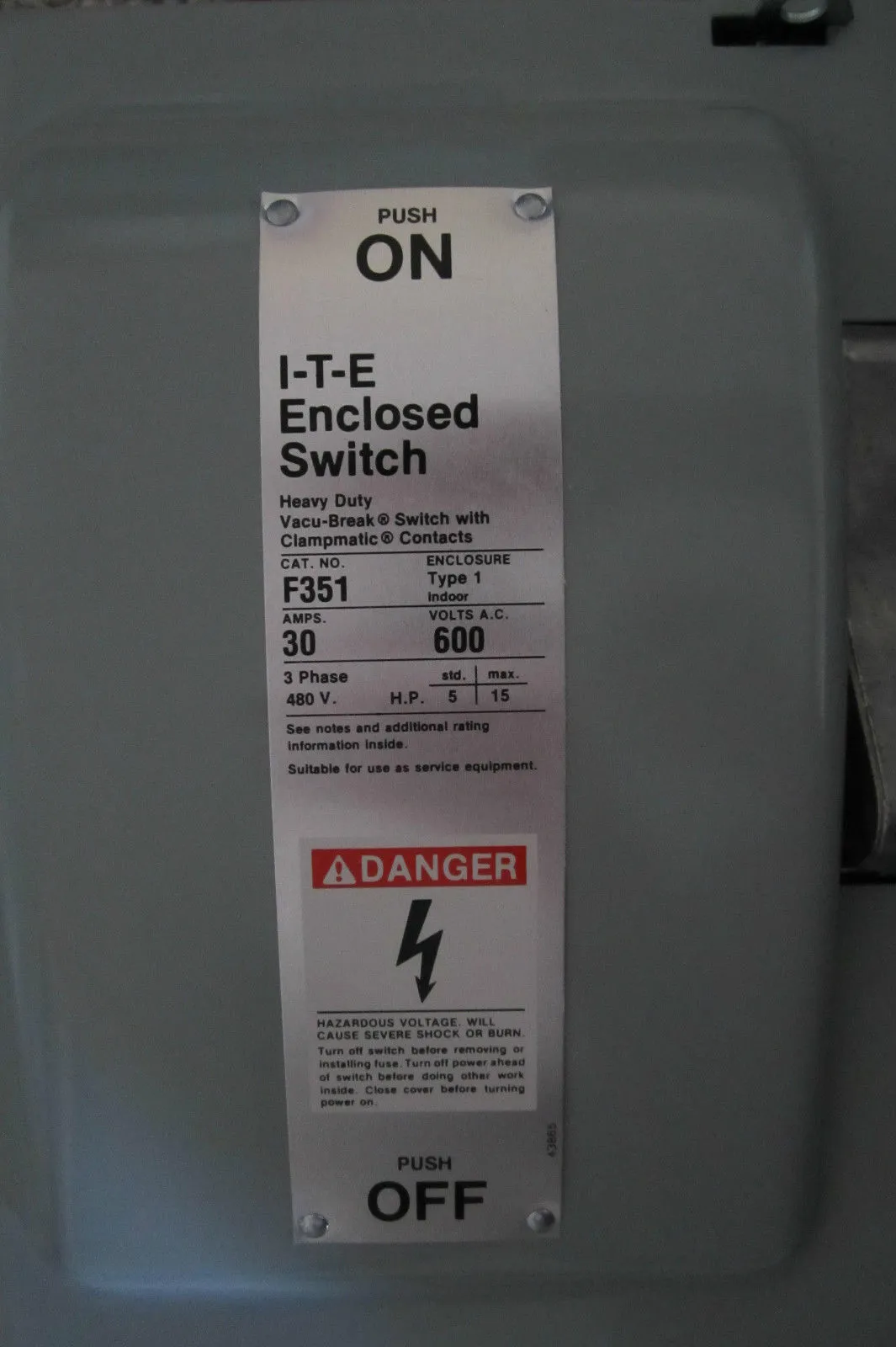 NEW SIEMENS F-351 SAFETY SWITCH ENCLOSURE F351