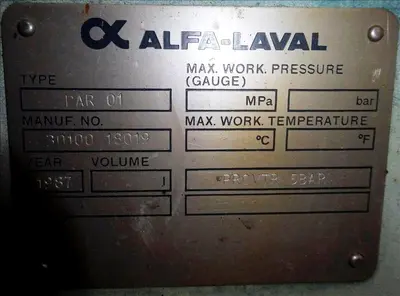 Alfa-Laval CT-6 Centritherm evaporator, 316SS.