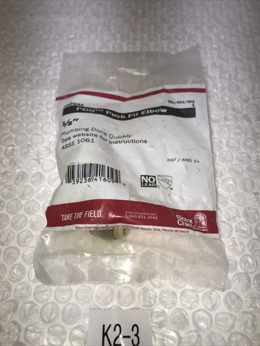* NEW ASSE 1061 Push-Fit Elbow Fitting 1/2” #