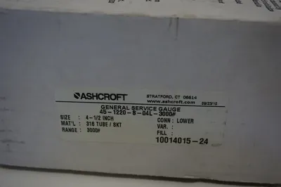 NEW ASHCROFT 45-1220-S-04L-3000 DURAGAUGE 451220S04L3000