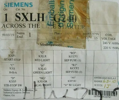 NEW SIEMENS SXLHCG240 CONTACTOR 3TF4211-0A