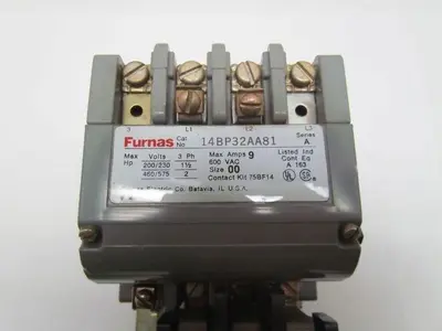 Furnas Siemens 14BP332AA81 Motor Starter Control SZ 00 3PH Open 120V Coil