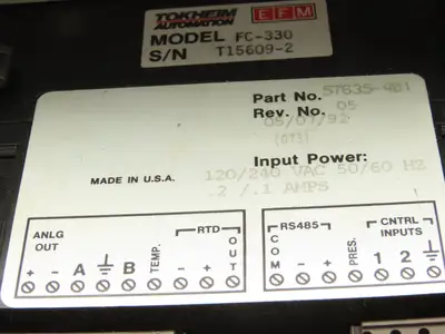 EFM Tokheim Automation FC-330 Flow Control Module Rate Totalizer Panel 12x8x7"