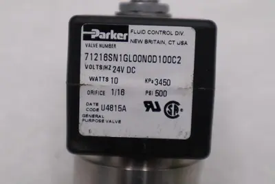 PARKER 71216SN1GL00N0D100C2 24VDC PSI 500 1/16 10WATTS STOCK H1329A