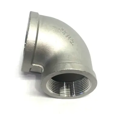4464K942 | Stainless Steel Threaded Pipe Fitting, 2-1/2" Low-Press. Elbow Reducer - New – Open box