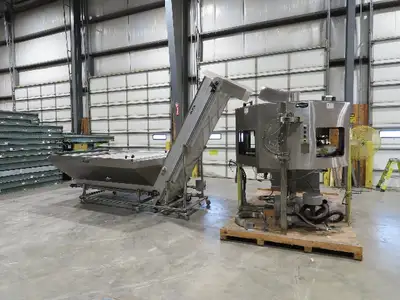 Haumiller Bottle Cap Bowl Feeder with Feed Hopper Elevator Conveyor 480V