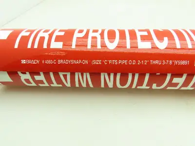Brady 4060-C Fire Protection Water Red Pipe Marker 2-1/2" to 3-7/8" Lot of 12