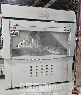 USED 2009 CEFLA MITO USED AUTOMATIC SPRAY FINISHING SYSTEM C/W SORBINI CLEANING BRUSH MACHINE