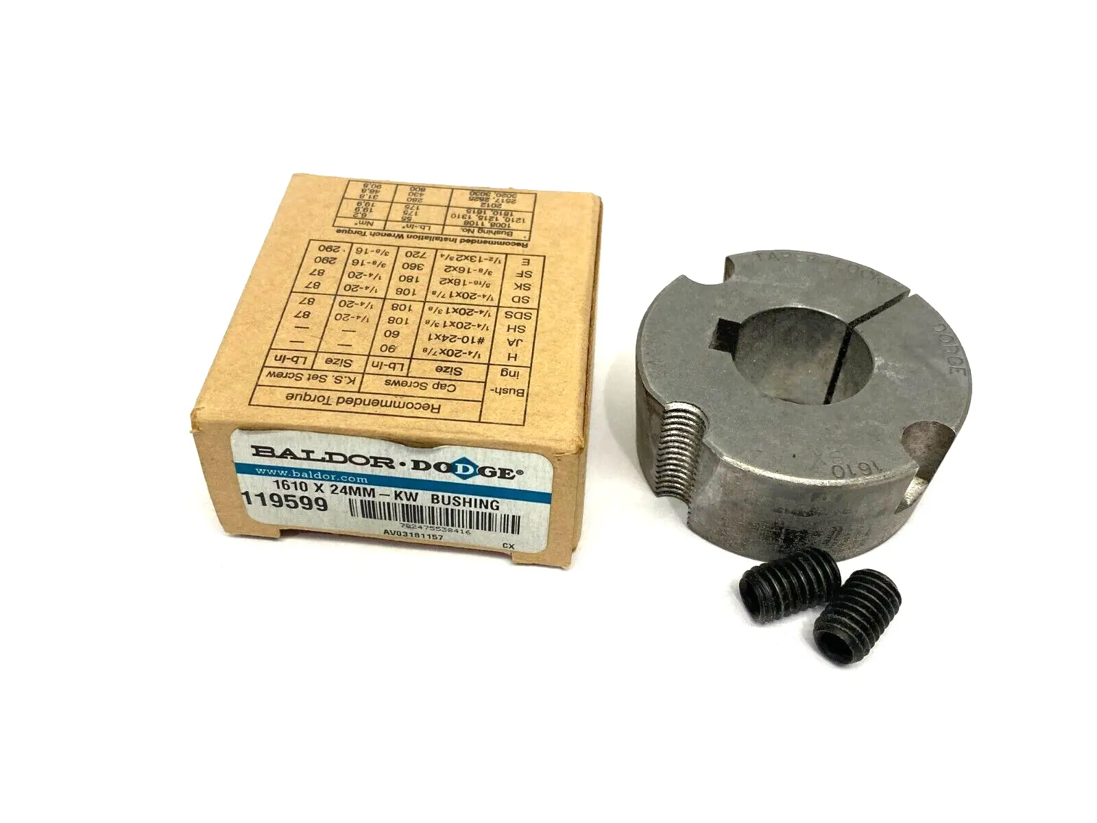 New | in-Stock Baldor Dodge Taper-Lock Bushing 1610 x 24mm-KW Bearings Michigan US | Maverick Industrial Sales #1468018