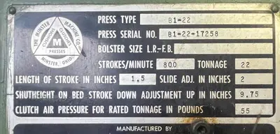 USED MINSTER B1-22