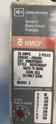 Used CUTLER-HAMMER HMCP030H1 Miscellaneous Equipment (Electrical & Power) | Surplus Asset Holdings #1188732