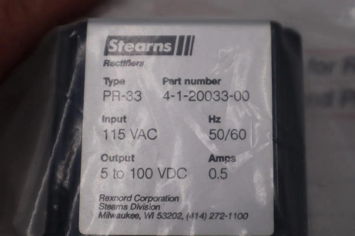 STEARN PR-33 RECTIFIER 4-1-20033-00 STOCK H1144A