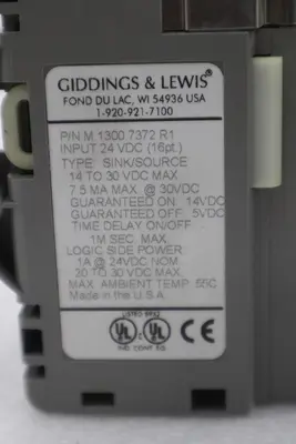 GIDDINGS & LEWIS M.1300.7372 R1 Input Module 24VDC SINK/SOURCE STOCK 647-D