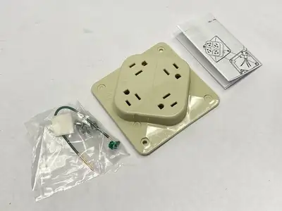 USED HUBBELL HBL 4-PLEX RECEPTACLE IVORY 2-POLE 15A 125V
