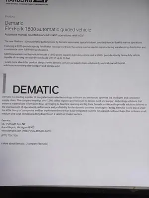 USED DEMATIC FLEX FORK 1600