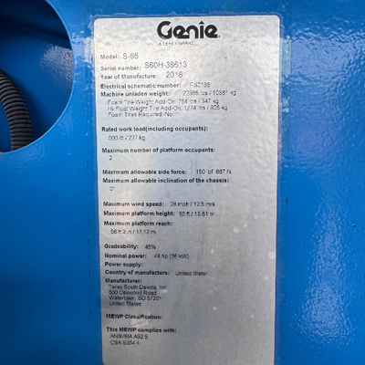 Used 2018 S-65 Genie Telescopic Boom Lifts Florida US | Stack Equipment #1418890