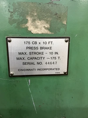 Used CINCINNATI 175CBx10ft. Press Brakes | Equipment Recovery Corp. #1330950
