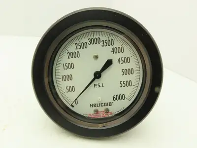 Helicoid 430L HD57 4.5" Dial Pressure Gauge 0-6000 PSI 1/4"NPT Panel Mount