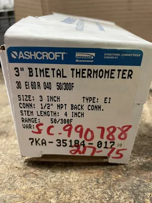 ASHCROFT 30EI60R040 3″ Bimetal Thermometer 50-300°F ; 4″ stem -NIB