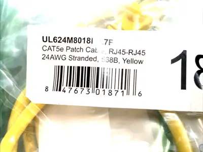 NEW CAT PATCH CABLE, RJ45-RJ45 24AWG 1" LOT OF 10