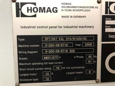 Used 2008 HOMAG KAL-310/8/A20/S2/CNC Edge Banders Oregon US | MachineryMax #1468825