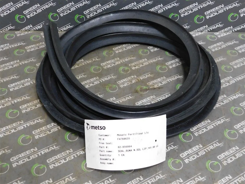 Metso 02-056864 Buna N Seal SGL LIP 141.00 LG F4760635 New